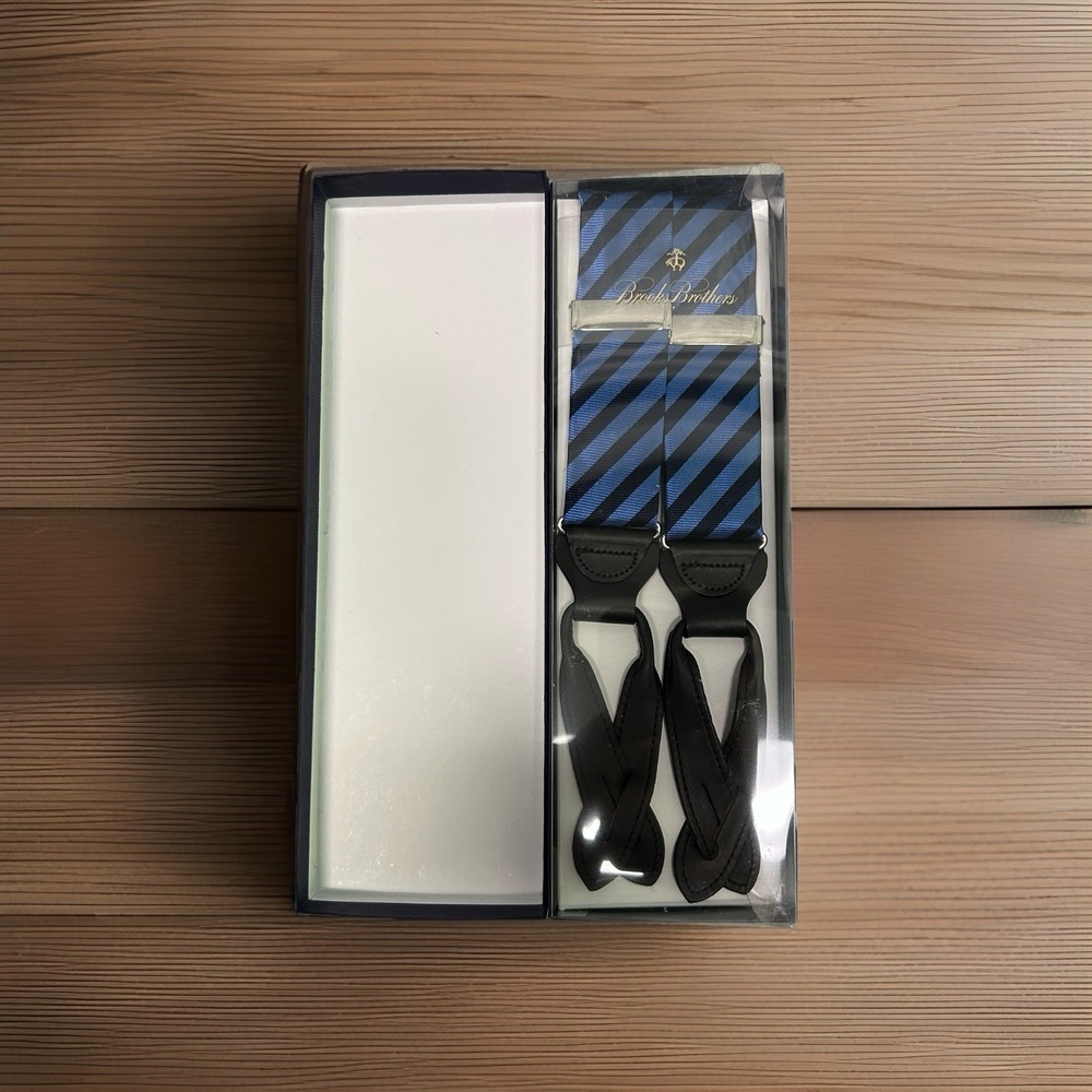 Brooks Brothers Suspenders Mens Blue Black Striped Corpcore Business